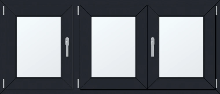 Trojkřídlé plastové okno 180x70
