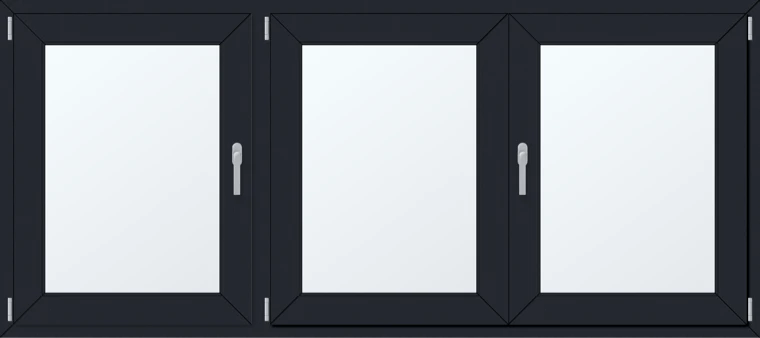 Trojkřídlé plastové okno 230x110