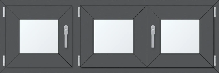 Trojkřídlé plastové okno 150x60