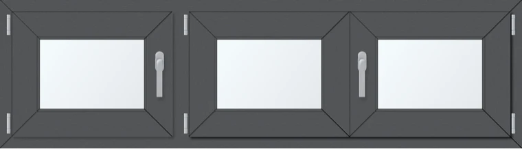 Trojkřídlé plastové okno 180x60