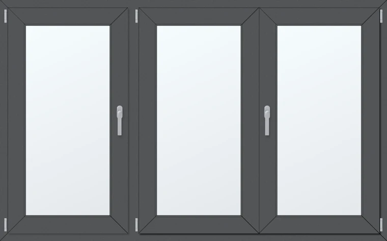 Trojkřídlé plastové okno 200x130