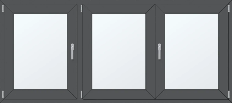 Trojkřídlé plastové okno 230x110