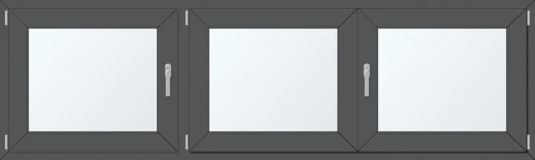 Trojkřídlé plastové okno 240x70