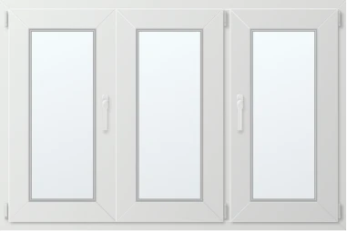Trojkřídlé plastové okno se štulpem, vpravo otevíravo sklopné 140x100