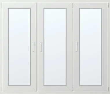 Trojkřídlé plastové okno se sloupkem, vpravo otevíravo sklopné 180x150