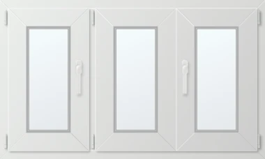 Trojkřídlé plastové okno se štulpem, vlevo otevíravo sklopné 130x70