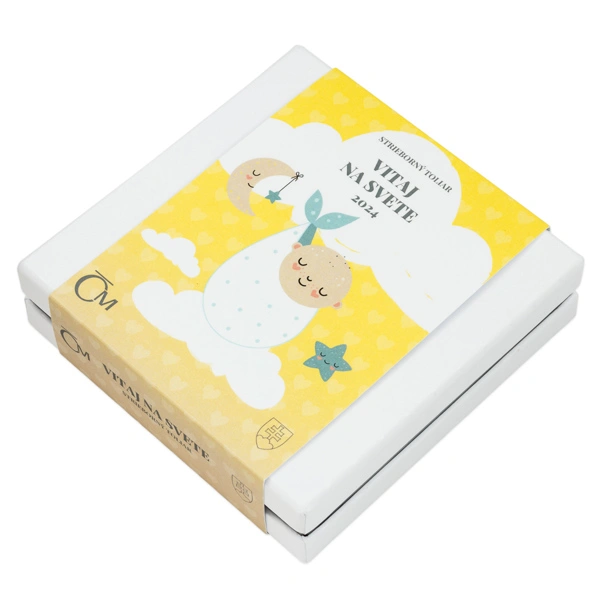 Slovenský tolar k narození dítěte 2024 s věnováním proof | 29 g - pohled 3