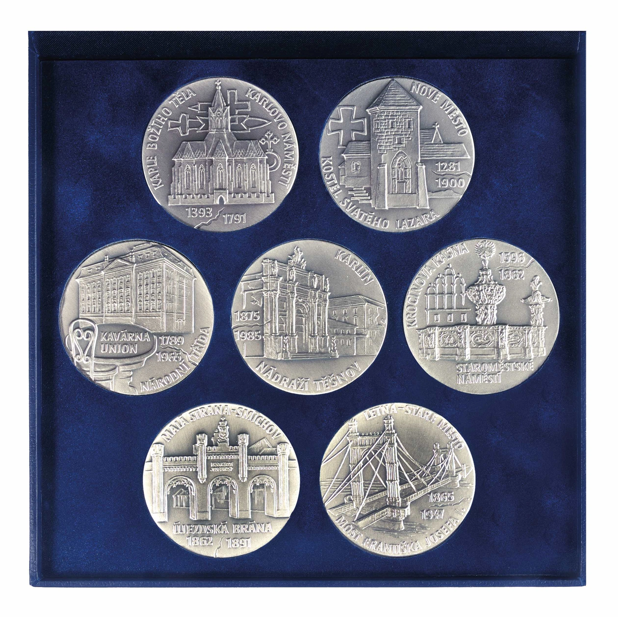 Zapomenutá Praha - sada sedmi stříbrných medailí | 7x 50 g