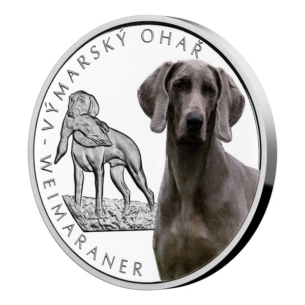 Stříbrná mince Psí plemena - Výmarský ohař proof | 31,1 g