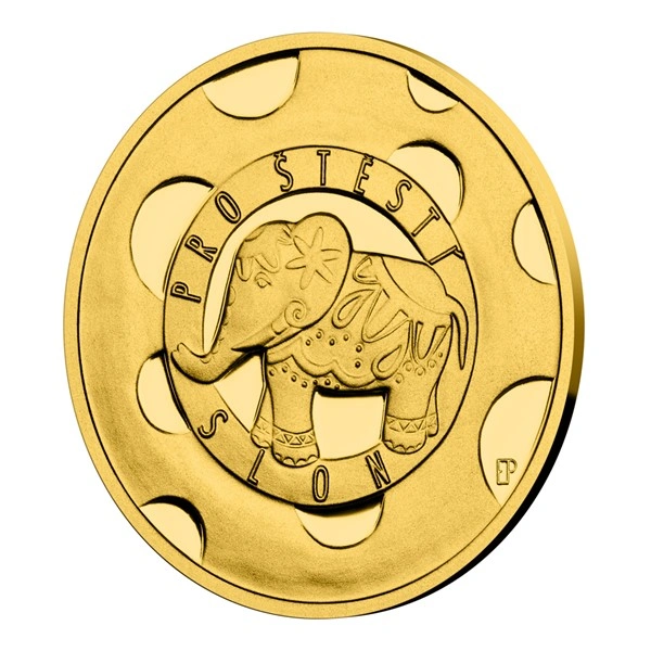 Zlatá medaile Slon pro štěstí proof | 3,49 g