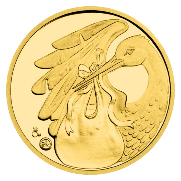 Slovenský zlatý dukát k narození dítěte Čáp 2024 proof | 3,49 g