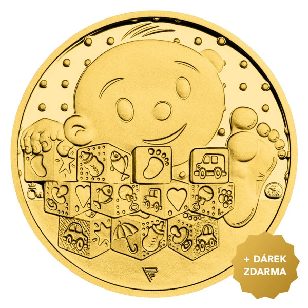 Zlatý dukát k narození dítěte Čáp 2024 proof | 3,49 g