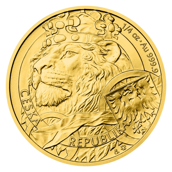 Zlatá 1/4oz investiční mince Český lev 2025 stand | 7,78 g