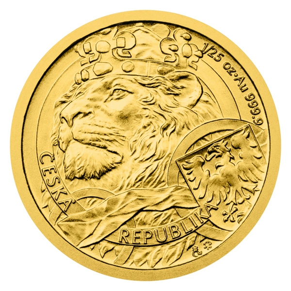 Zlatá 1/25oz investiční mince Český lev 2025 stand | 1,24 g