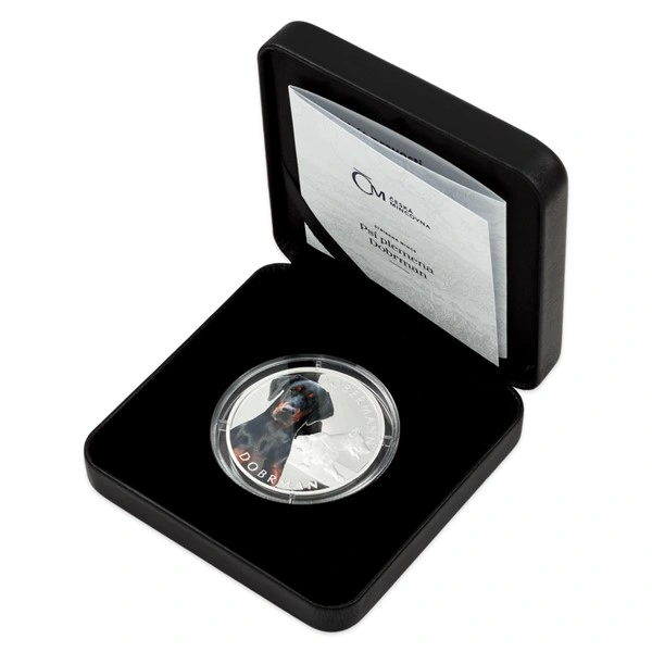 Stříbrná mince Psí plemena - Dobrman proof | 31,1 g - pohled 4