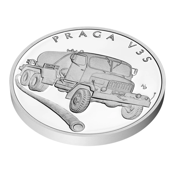 Stříbrná mince Na kolech - Nákladní automobil Praga V3S proof | 31,1 g - pohled 3