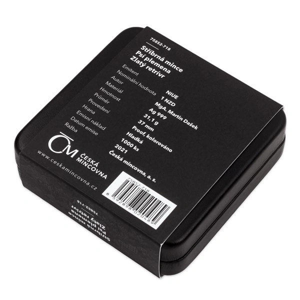 Stříbrná mince Psí plemena - Zlatý retrívr proof | 31,1 g - pohled 7