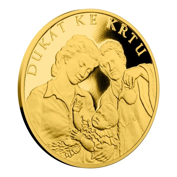 Zlatý dukát ke křtu proof - pohled 3